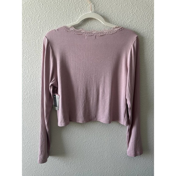 BP. Lace Detail Button Front Rib Top - Picture 7 of 10